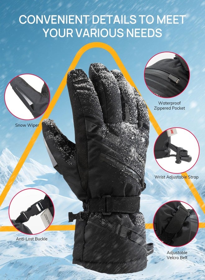 TRENDOUX Winter Gloves Men Women Cold Weather Ski Thermal Mens Gloves Man with Thermohandz Warming Hot Lining Grip Silicone for Motorcycle Adult Skiing Driving Biking Riding Skating - Black L - Image 5